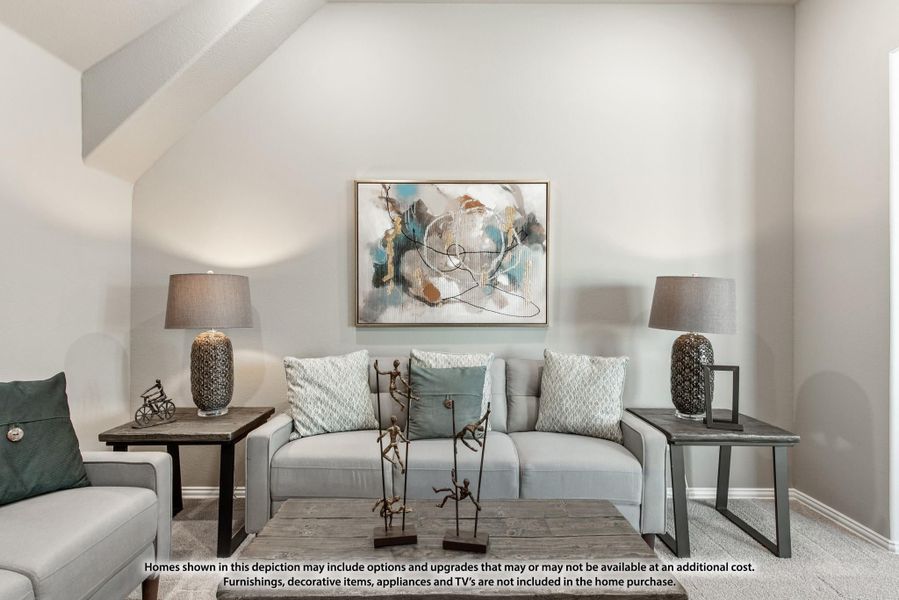 Living room with light gray sofa, two end tables with lamps, and abstract wall art above the couch Living room with light gray sofa, two end tables with lamps, and abstract wall art above the couch