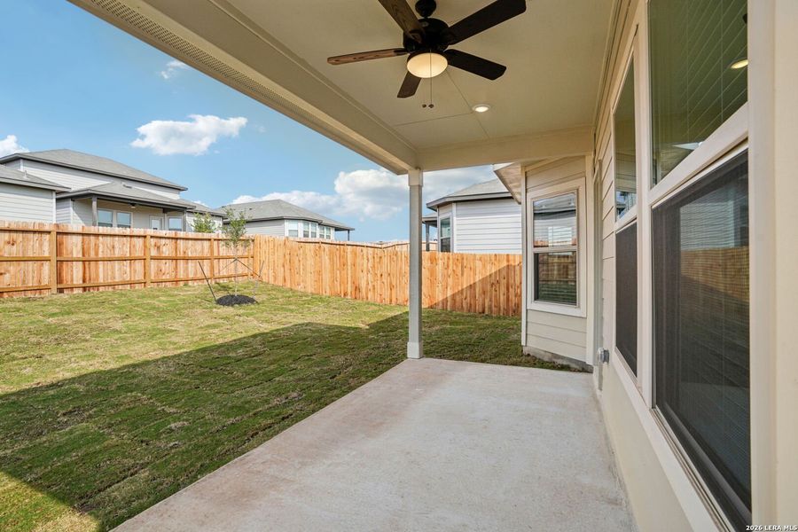 Exterior details and patio area of a home in Lark Canyon, New Braunfels (Image 29).
