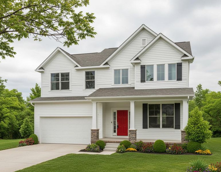 Front exterior of a new home in The Retreat at Norman Farm, Hendersonville, TN, highlighting curb appeal (Image 18).