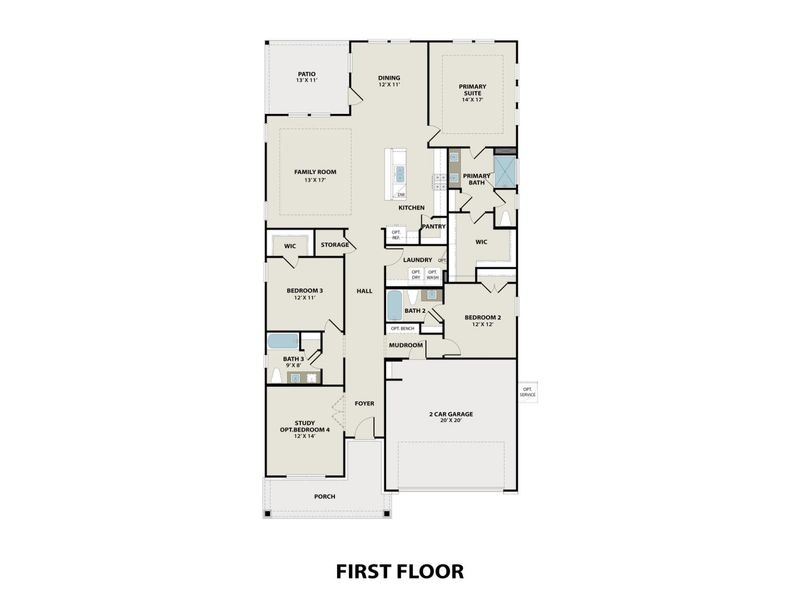 2D floor plan layout for the The Everett C by Davidson Homes LLC in Sundance Cove, Crosby, TX (Image 3). 2D floor plan layout for the The Everett C by Davidson Homes LLC in Sundance Cove, Crosby, TX (Image 3).