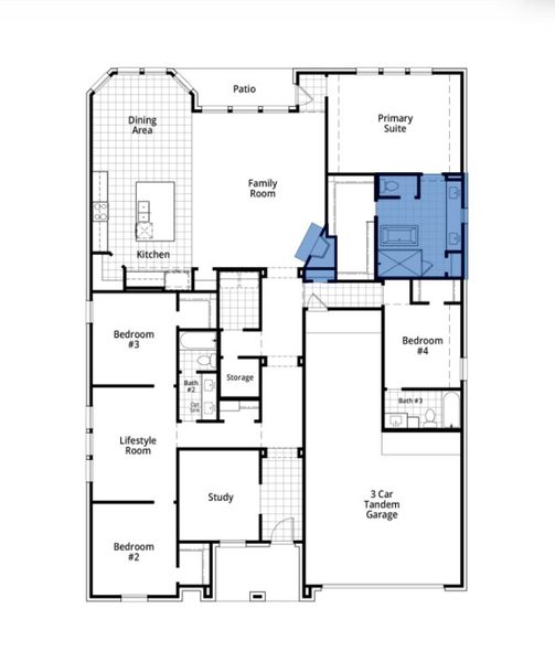 2D floor plan layout for the Fleetwood by Highland Homes in Monterra, Rockwall, TX (Image 5).