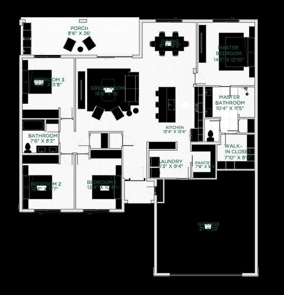 2D floor plan layout for the Heron by Estela Living in Ocala Waterways, Ocala, FL (Image 4). 2D floor plan layout for the Heron by Estela Living in Ocala Waterways, Ocala, FL (Image 4).