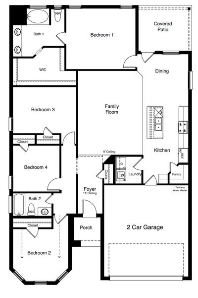 2D floor plan layout for the The Oxford by D.R. Horton in Everest Heights, Lubbock, TX (Image 2). 2D floor plan layout for the The Oxford by D.R. Horton in Everest Heights, Lubbock, TX (Image 2).