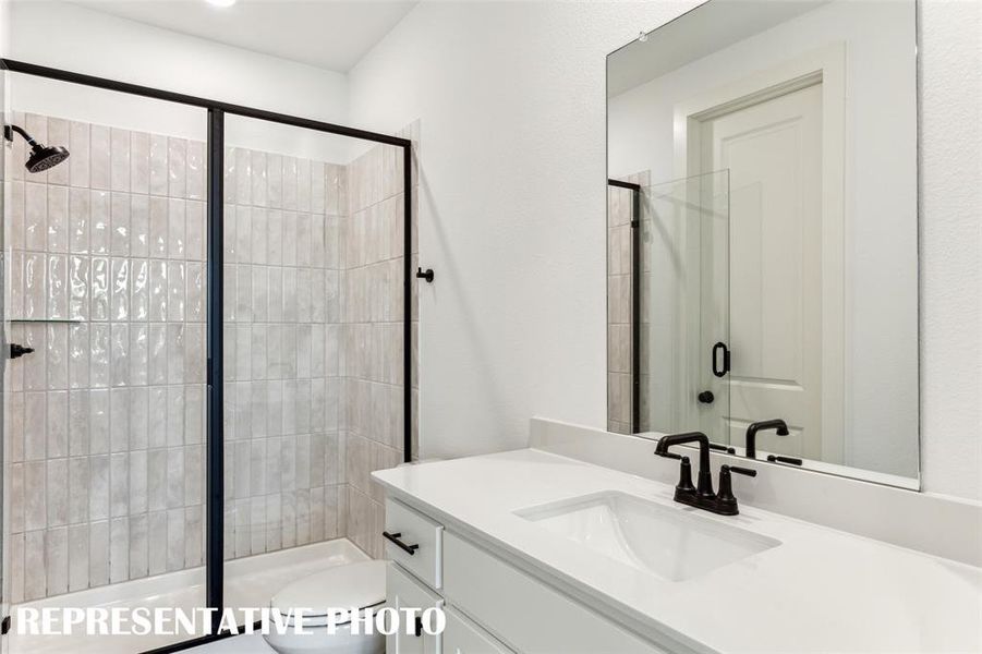 Friends and family will feel right at home in any of the guest baths in this gorgeous home!  REPRESENTATIVE PHOTO