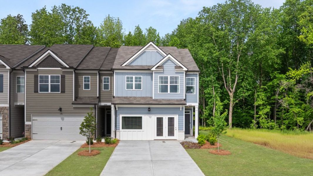 Representative exterior photo of a completed home built from the Sudbury by D.R. Horton in Oconee Overlook Townhomes, Gainesville, GA (Image 1). Representative exterior photo of a completed home built from the Sudbury by D.R. Horton in Oconee Overlook Townhomes, Gainesville, GA (Image 1).