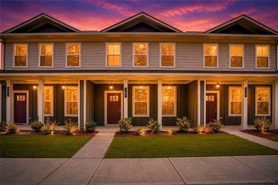 Front exterior of a new home in , Fayetteville, GA, highlighting curb appeal (Image 1). Front exterior of a new home in , Fayetteville, GA, highlighting curb appeal (Image 1).