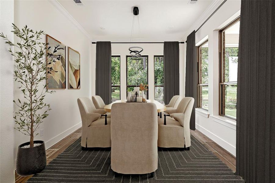 virtually staged dining area