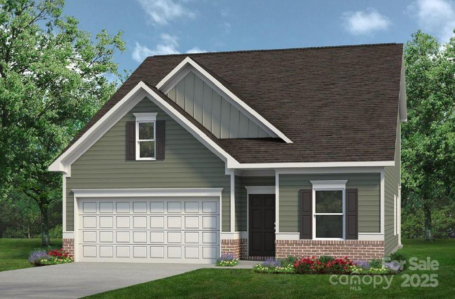 Front exterior of a new home in Green Acres, Concord, NC, highlighting curb appeal (Image 1).