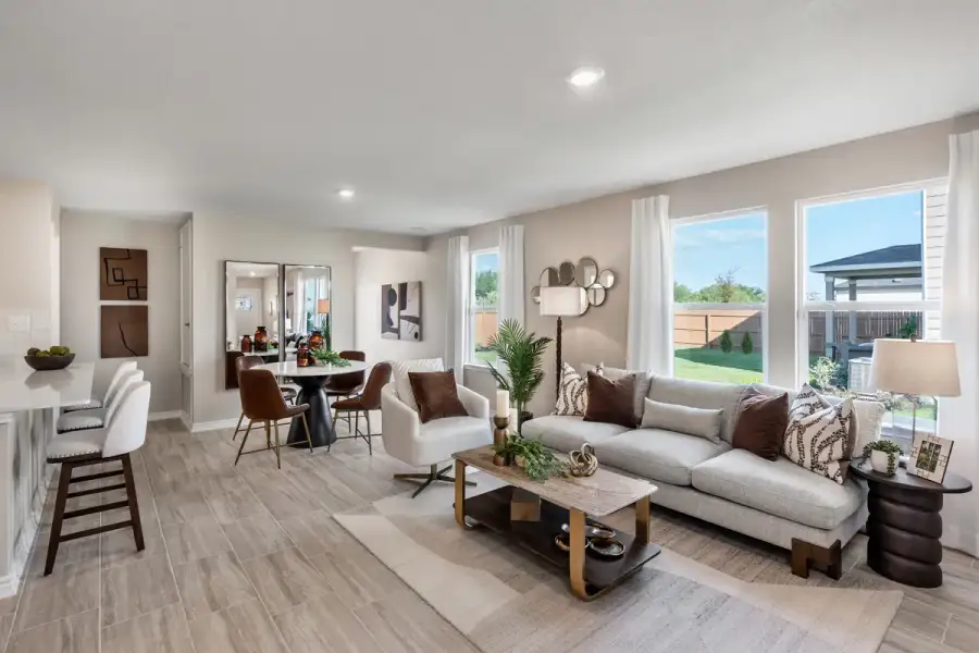 Representative furnished interior of a home built from the 1417 by KB Home in Espino, San Antonio (Image 3).