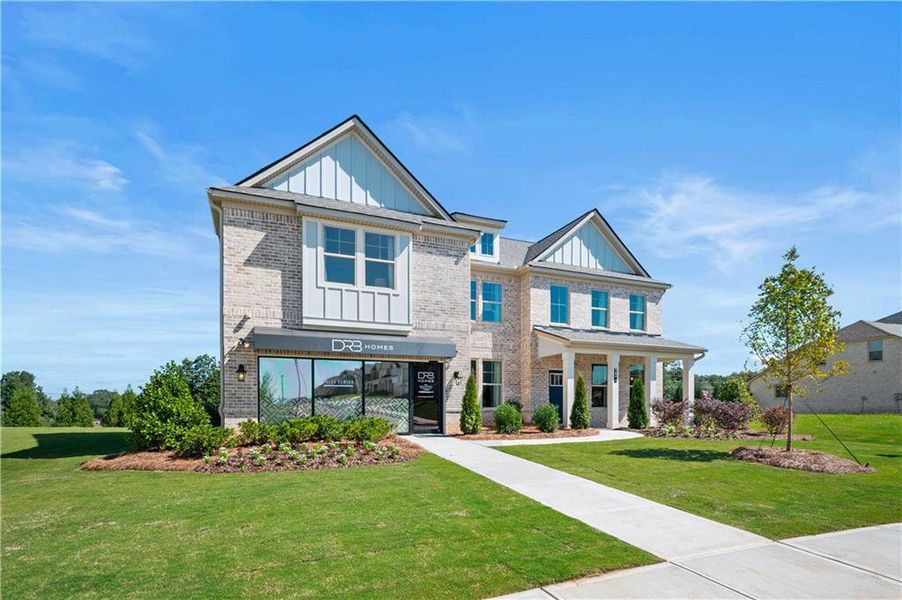 Front exterior of a new home in Adagio, Dacula, GA, highlighting curb appeal (Image 22).