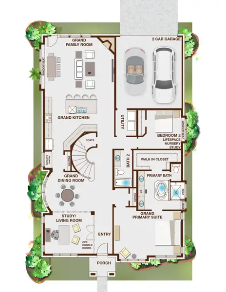 2D floor plan layout of this home in Edgewater, Fate, TX (Image 2). 2D floor plan layout of this home in Edgewater, Fate, TX (Image 2).