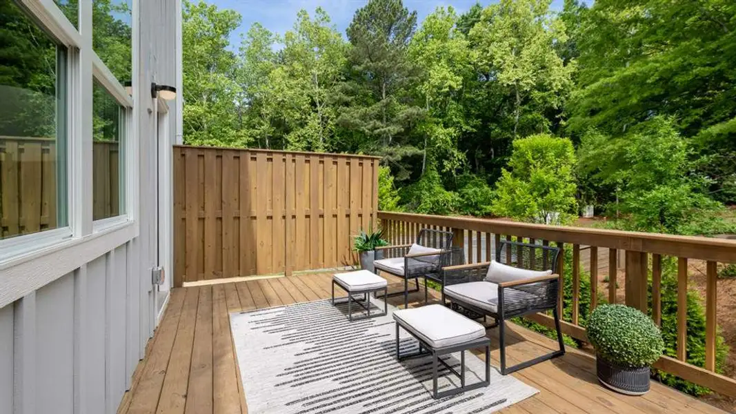 Exterior details and patio area of a home in Overlook at Peachtree Corners, Peachtree Corners (Image 22).