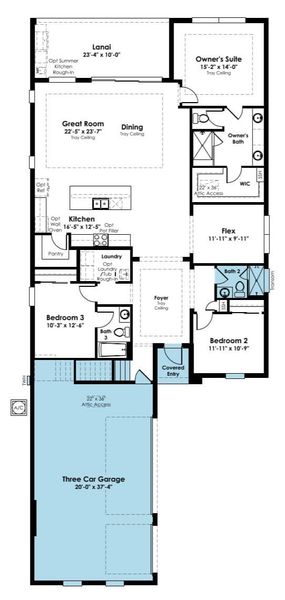 2D floor plan layout of this home in Cresswind DeLand, Deland, FL (Image 3).