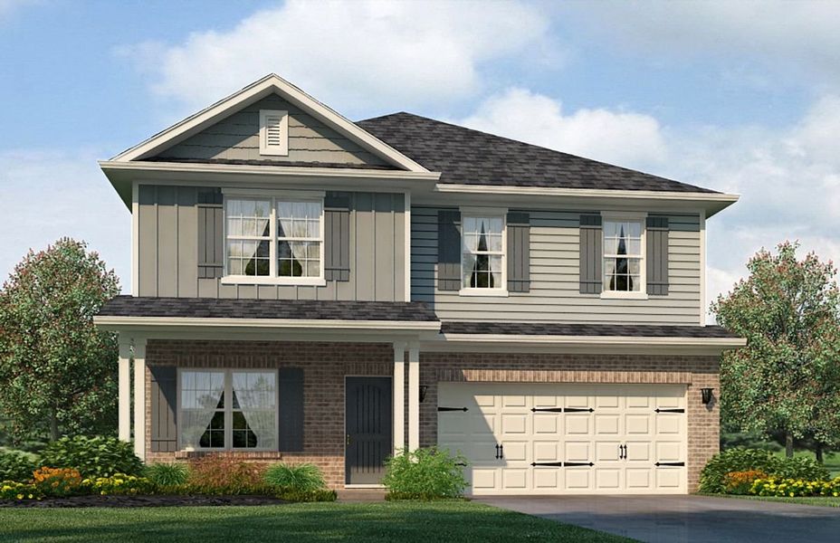 Front exterior of a new home in Brookwood, Crestview, FL, highlighting curb appeal (Image 1).