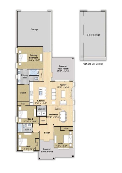 2D floor plan layout for the Murphy by Grant & Co in Lockwood, Collierville, TN (Image 3).