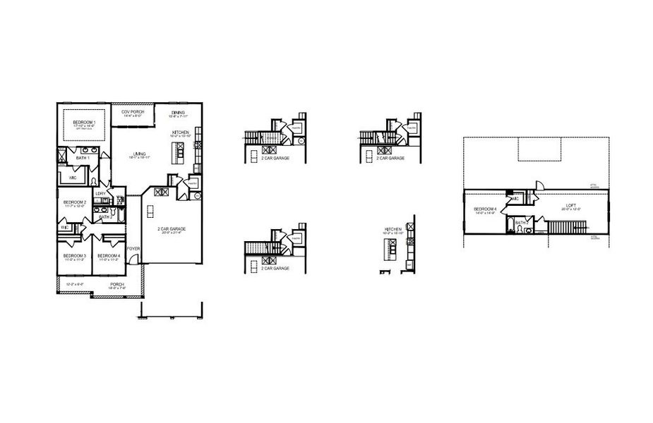2D floor plan layout for the Willow by D.R. Horton in Westport, York, SC (Image 2).
