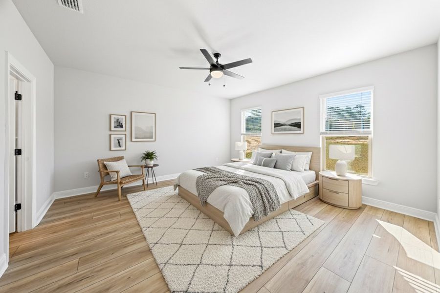 Front exterior of a new home in Young Oaks, Crestview, FL, highlighting curb appeal (Image 17).