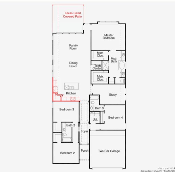 2D floor plan layout of this home in Mayfair, New Braunfels, TX (Image 3).