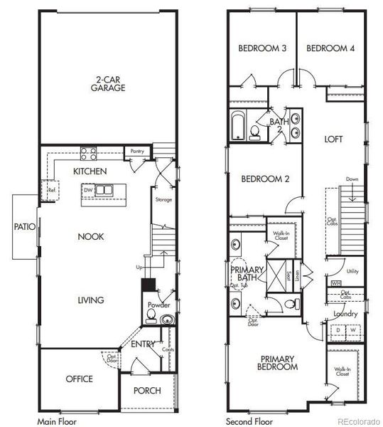 2D floor plan layout of this home in Woodrose at Painted Prairie, Aurora, CO (Image 4).