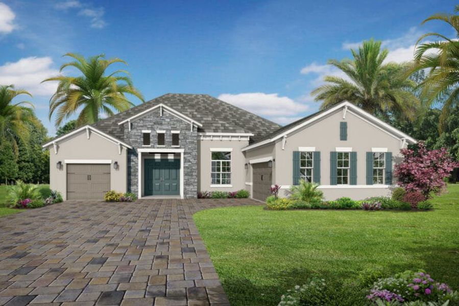 Representative exterior photo of a completed home built from the Santa Maria 2 by Medallion Home in Hampton Lakes, Sarasota, FL (Image 5). Representative exterior photo of a completed home built from the Santa Maria 2 by Medallion Home in Hampton Lakes, Sarasota, FL (Image 5).