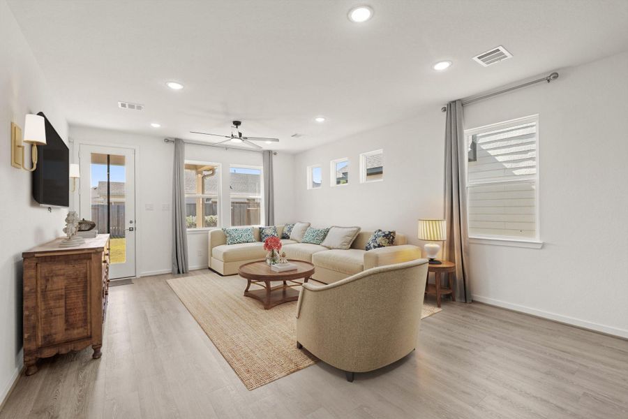 Imagine hosting the next holiday or social event in the perfect living space! This room can fit any size tv making it great for the next big game or movie night. *This room has been virtually staged