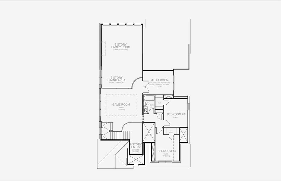 2D floor plan layout for the 2999W by Perry Homes in Meraki 50', Forney, TX (Image 4).