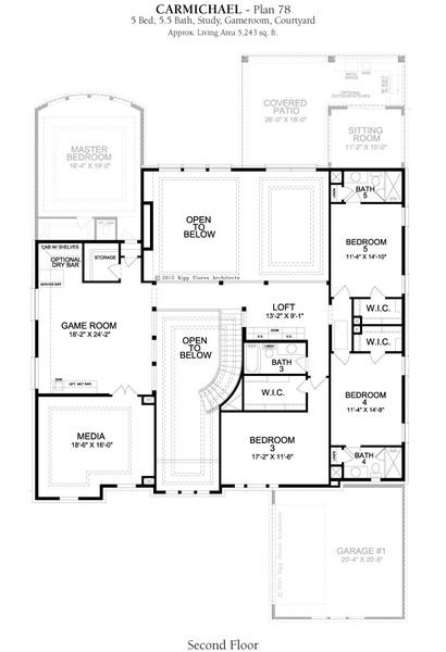 2D floor plan layout for the Carmichael by Landon Homes in Fields - Brookside North, Frisco, TX (Image 5). 2D floor plan layout for the Carmichael by Landon Homes in Fields - Brookside North, Frisco, TX (Image 5).