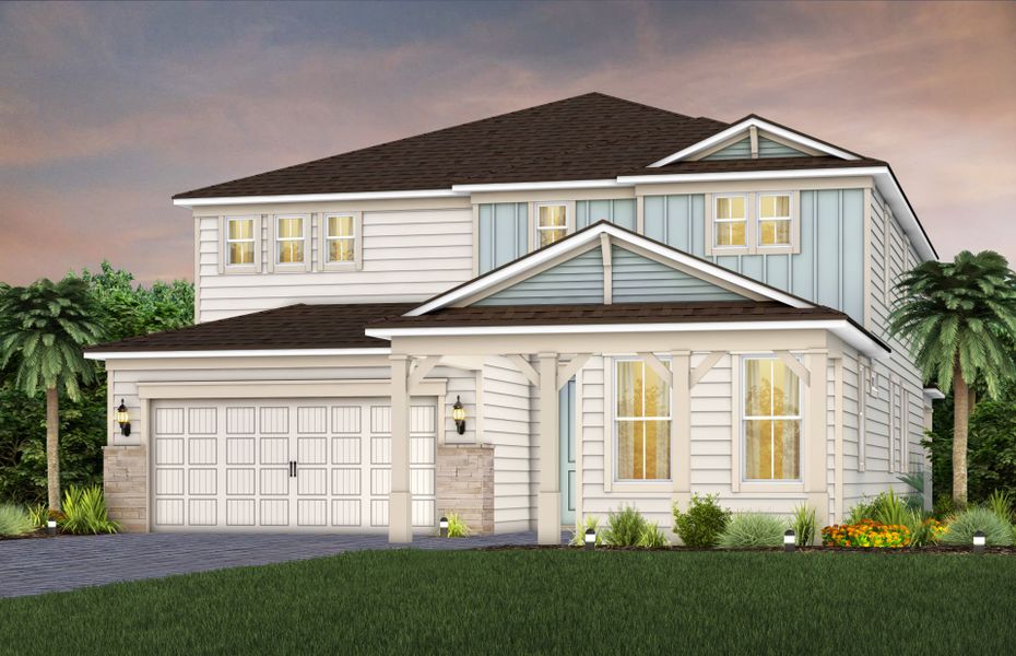 Representative exterior photo of a completed home built from the Serena by Pulte Homes in The Preserve at Bannon Lakes, St. Augustine, FL (Image 21). Representative exterior photo of a completed home built from the Serena by Pulte Homes in The Preserve at Bannon Lakes, St. Augustine, FL (Image 21).