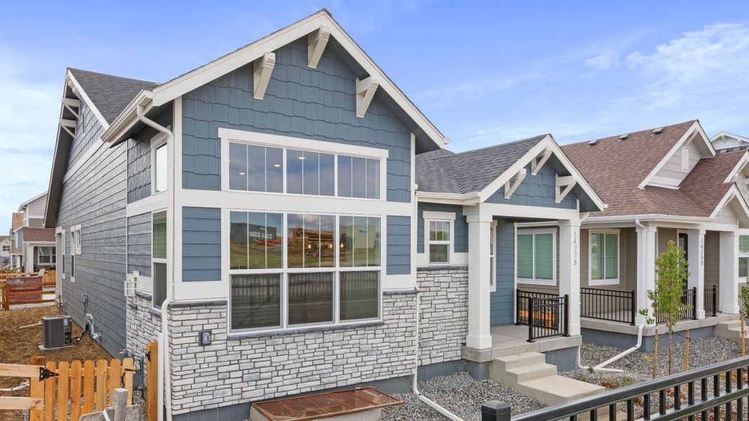 Exterior details and patio area of a home in Dillon Pointe - City, Broomfield (Image 21).