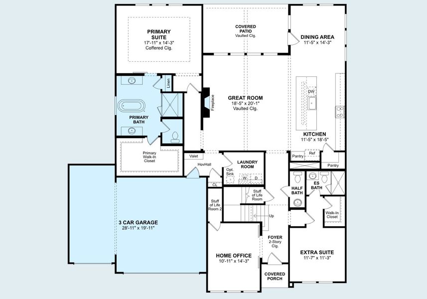 2D floor plan layout of this home in Kreymer at the Park, Wylie, TX (Image 5).