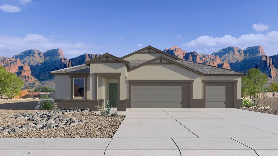 Representative exterior photo of a completed home built from the Courtland by D.R. Horton in Carlton Commons, Casa Grande, AZ (Image 15).