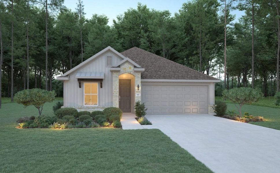 Front exterior of a new home in , Rosharon, TX, highlighting curb appeal (Image 1). Front exterior of a new home in , Rosharon, TX, highlighting curb appeal (Image 1).