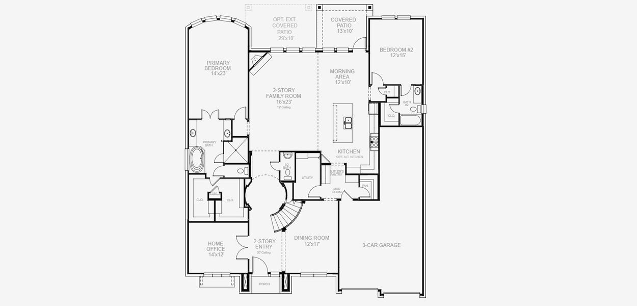 2D floor plan layout for the 4098W by Perry Homes in Sweetgrass 80', Haslet, TX (Image 4).