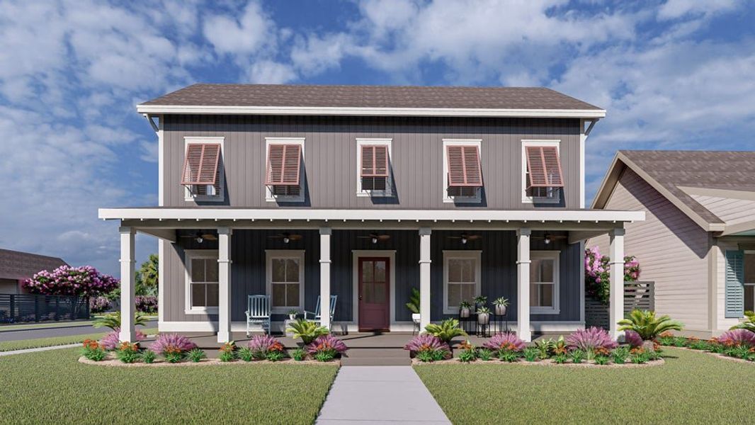 Representative exterior photo of a completed home built from the The Aneto by New Leaf Builders in The Domus Collection at Midtown Nexton, Summerville, SC (Image 5). Representative exterior photo of a completed home built from the The Aneto by New Leaf Builders in The Domus Collection at Midtown Nexton, Summerville, SC (Image 5).