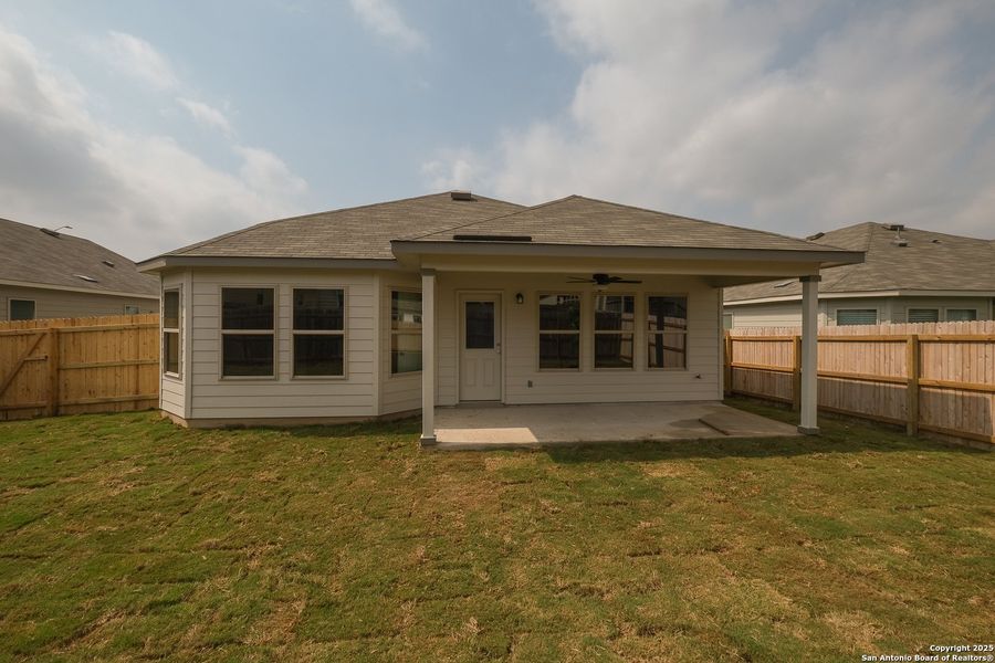 Front exterior of a new home in Greenspoint Heights, Seguin, TX, highlighting curb appeal (Image 24).