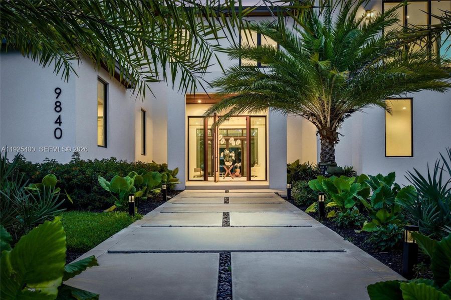 Grand Entry | Pivot Door | Tropical Landscaping | Pathway Lighting | Pinecrest FL Grand Entry | Pivot Door | Tropical Landscaping | Pathway Lighting | Pinecrest FL