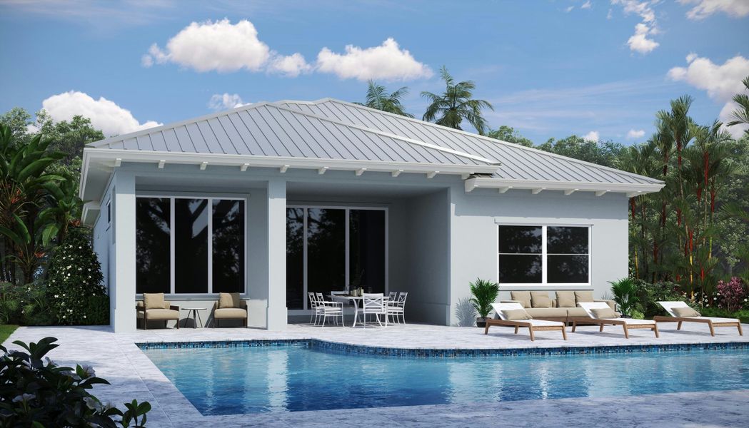 2D floor plan layout for the Stella by GHO Homes in Tesoro Club, Port St. Lucie, FL (Image 4).