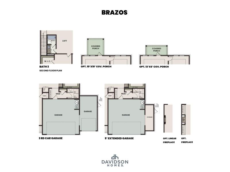 2D floor plan layout for the The Brazos F by Davidson Homes LLC in Windmill Estates, Magnolia, TX (Image 5).
