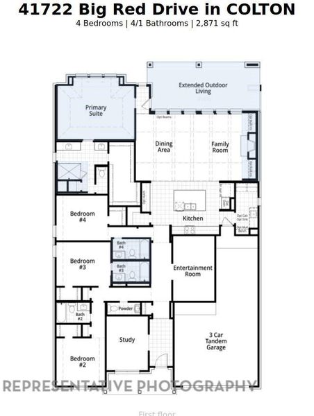 2D floor plan layout of this home in COLTON: 60ft. lots, Todd Mission, TX (Image 2).