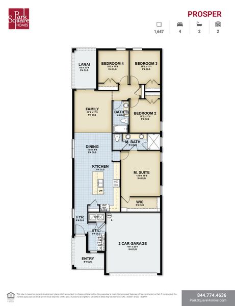 2D floor plan layout for the Prosper by Park Square Residential in Highfield at Twisted Oaks, Wildwood, FL (Image 3). 2D floor plan layout for the Prosper by Park Square Residential in Highfield at Twisted Oaks, Wildwood, FL (Image 3).