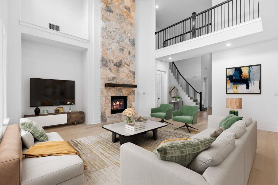 Open Concept Family Room - Virtually Staged