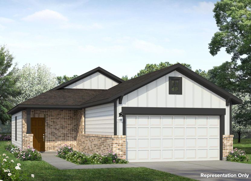 Front exterior of a new home in Hunters Ranch, San Antonio, TX, highlighting curb appeal (Image 1). Front exterior of a new home in Hunters Ranch, San Antonio, TX, highlighting curb appeal (Image 1).