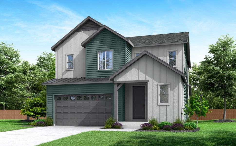 Representative exterior photo of a completed home built from the 3501 by Tri Pointe Homes in Sterling Ranch, Littleton, CO (Image 3).