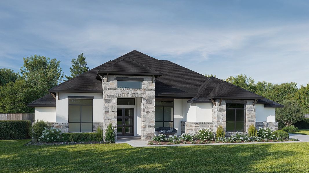 Representative exterior photo of a completed home built from the 3790A by Perry Homes in George's Ranch Acre, Boerne, TX (Image 3). Representative exterior photo of a completed home built from the 3790A by Perry Homes in George's Ranch Acre, Boerne, TX (Image 3).