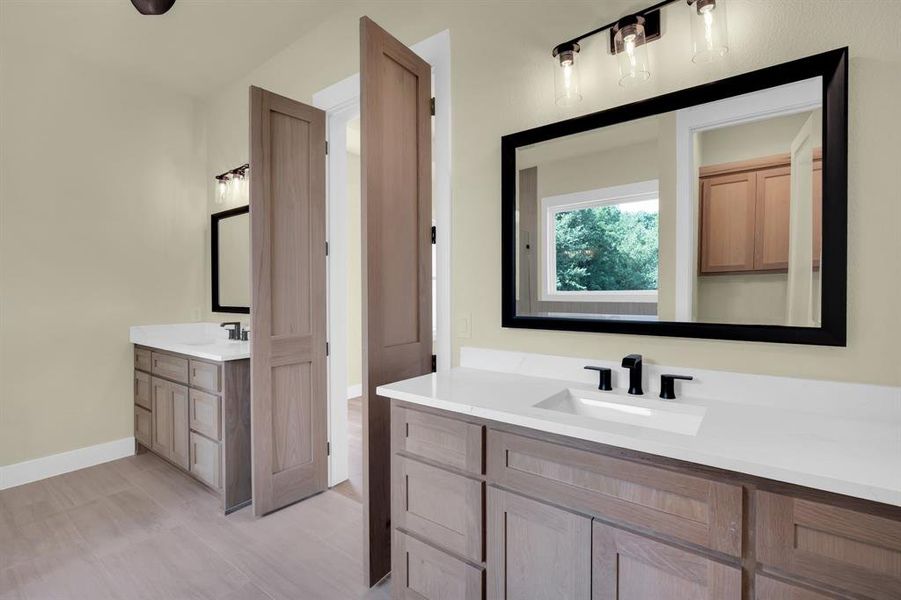 Bathroom with dual vanity