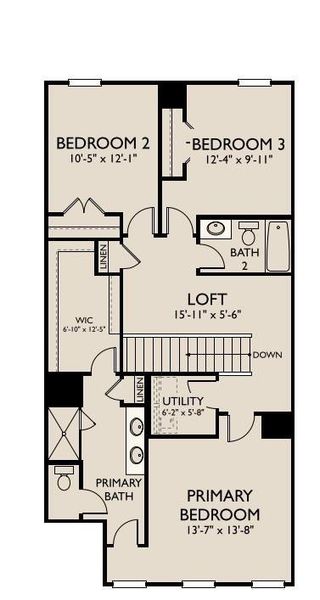 2D floor plan layout of this home in Langston Reserve, Cartersville, GA (Image 4).