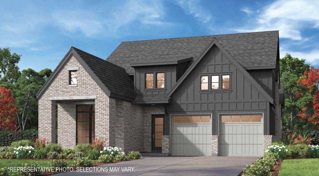 Front exterior of a new home in Aster Park, McKinney, TX, highlighting curb appeal (Image 1). Front exterior of a new home in Aster Park, McKinney, TX, highlighting curb appeal (Image 1).