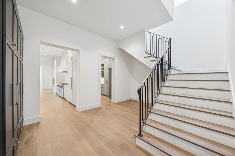 Back stairway and mud room. Back stairway and mud room.