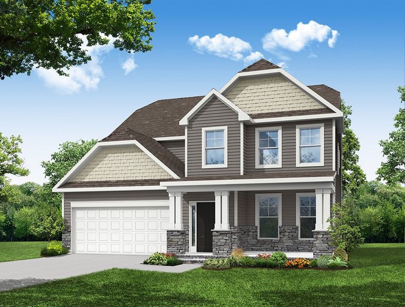 Representative exterior photo of a completed home built from the Atherton by Eastwood Homes in Fiddler's Ridge, Advance, NC (Image 7).