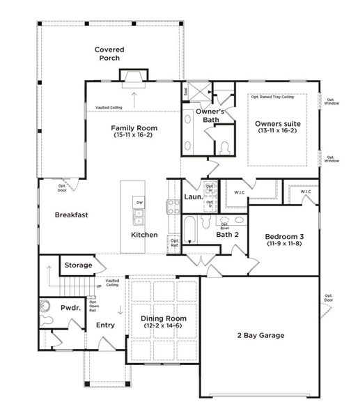 2D floor plan layout of this home in Kayfield at Midway, Anderson, SC (Image 3).